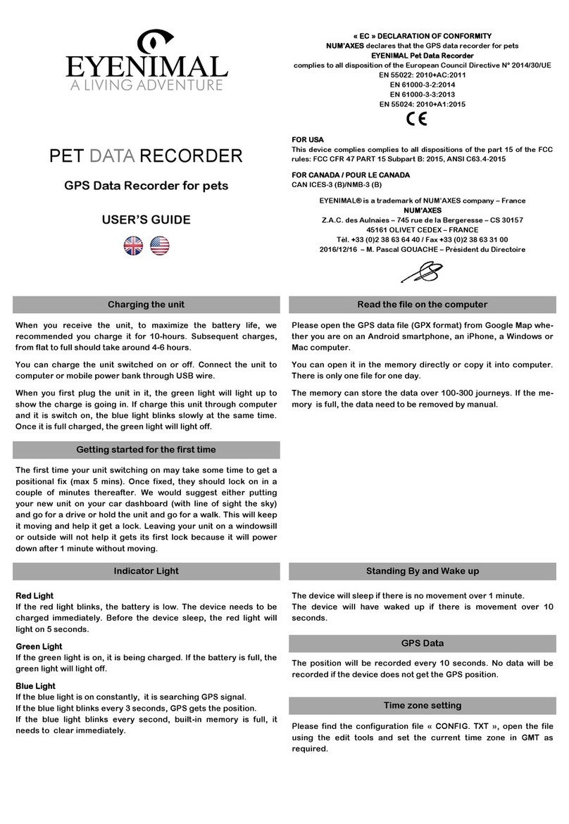 EYENIMAL PET DATA RECORDER User manual