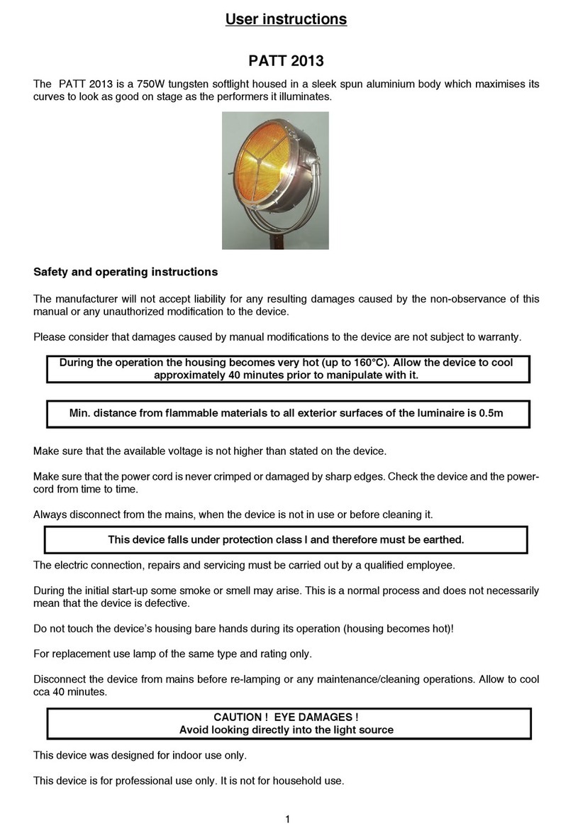 Robe PATT 2013 User instructions Robe PATT 2013 User instructions