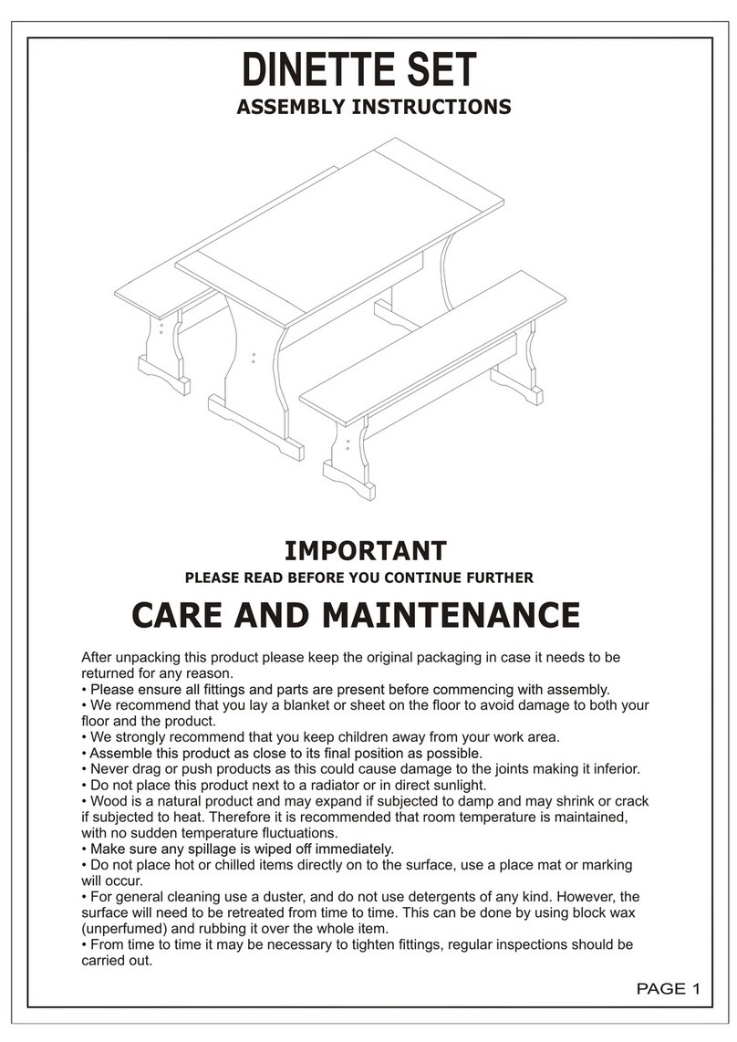 Seconique Corona Dinette Set User manual Seconique Corona Dinette Set User manual