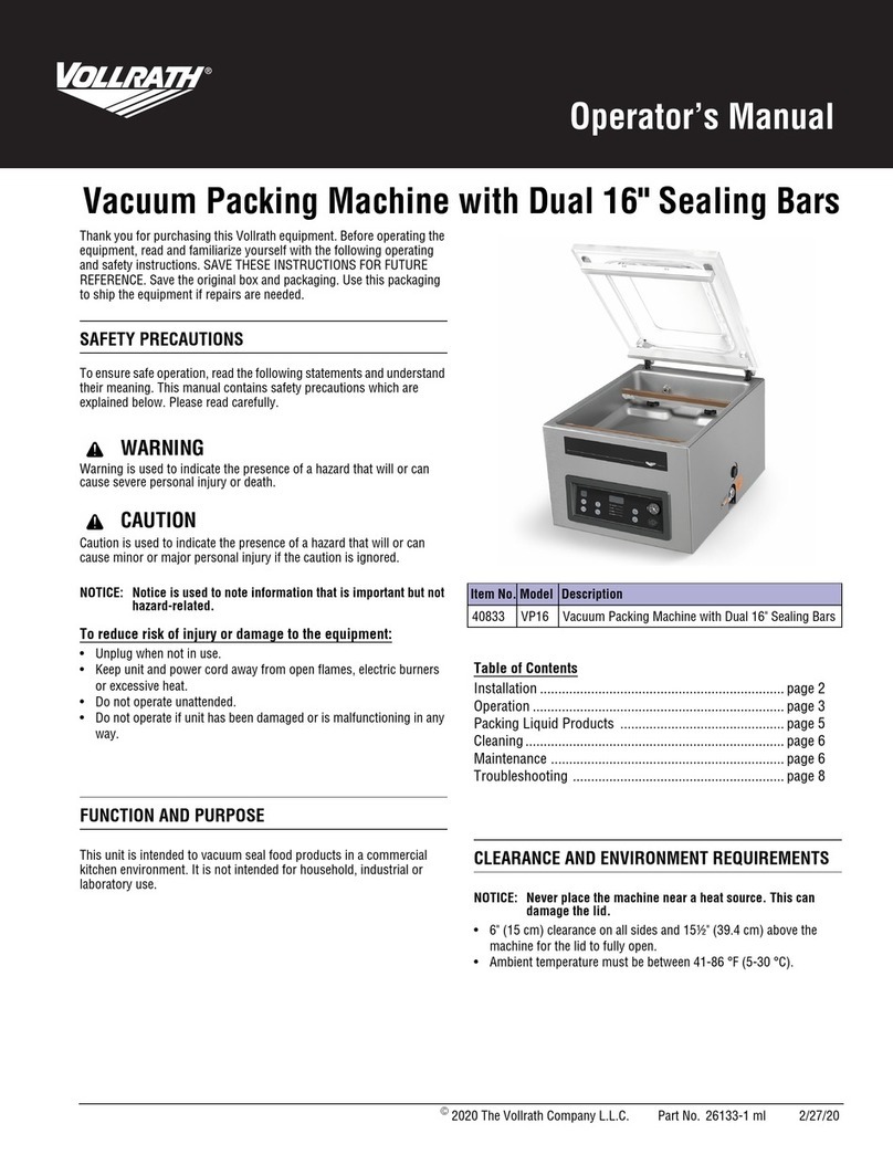Vollrath VP16 Operator's manual Vollrath VP16 Operator's manual