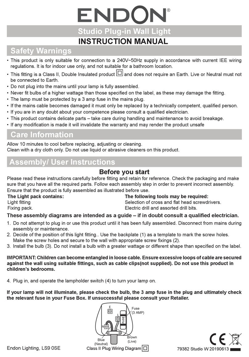 Endon Studio Plug-in Wall Light instruction manual