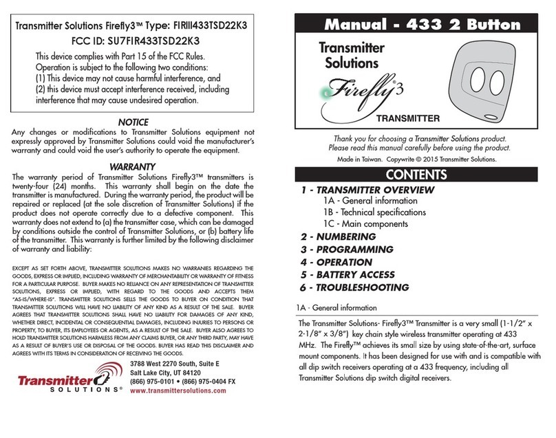 Transmitter Solutions Firefly3 FIRlll433TSD22K3 User manual