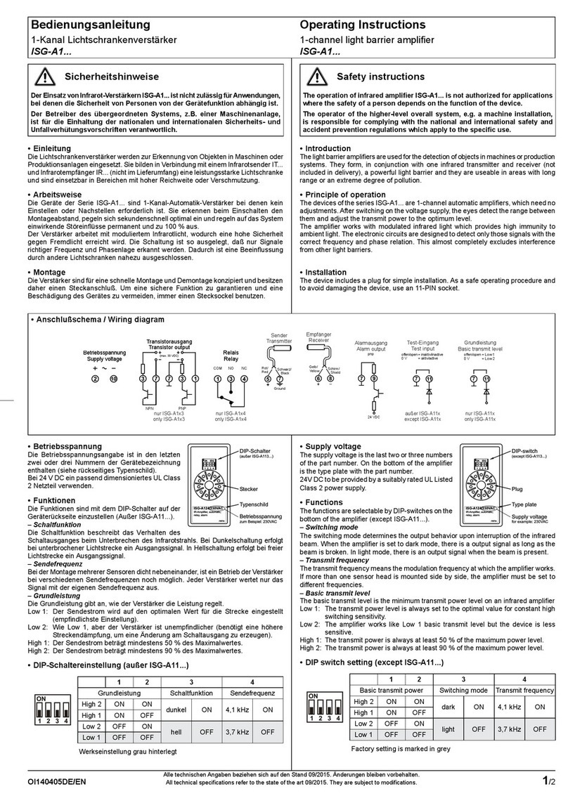 Pantron ISG-A1 Series operating instructions