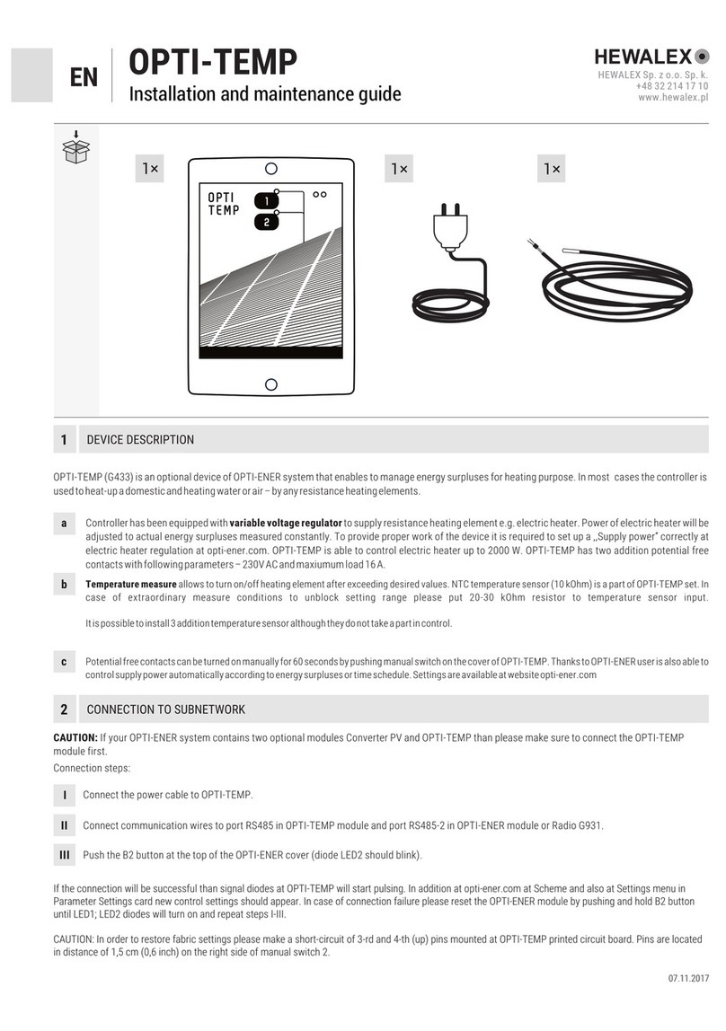 Hewalex OPTI-TEMP Installation and maintenance guide