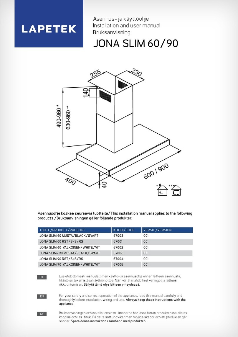 Lapetek JONA SLIM 60 Series Installation and user manual