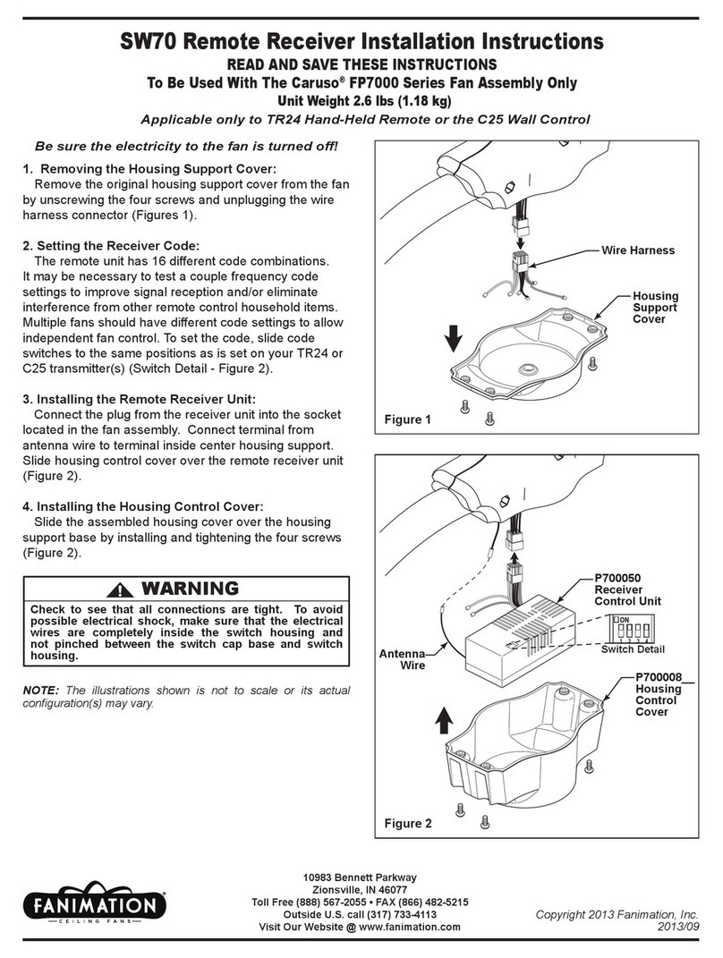 Fanimation SW70 installation instructions