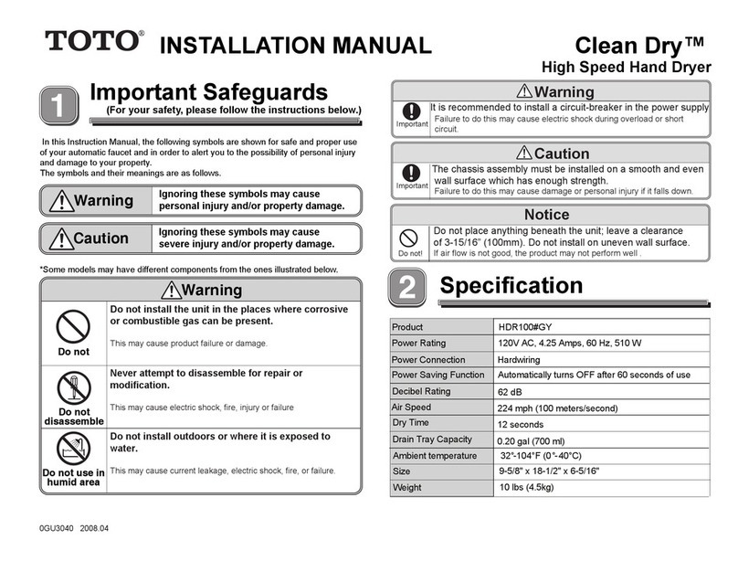 Toto Clean Dry HDR100 GY installation manual