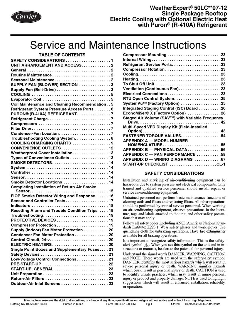 Carrier 50LC 07 Installation and user guide