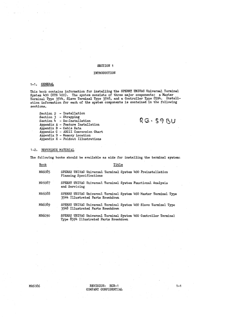 Sperry Rand Univac Universal Terminal System 400 manual