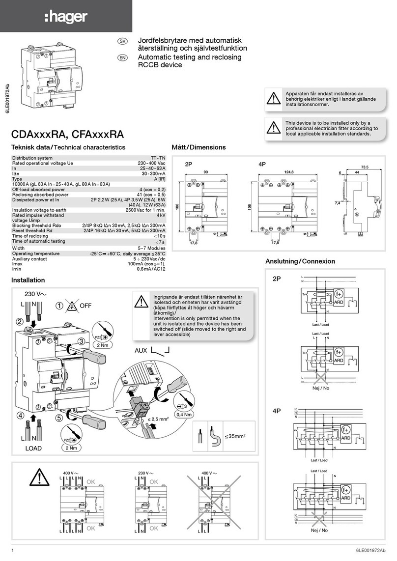 hager CDA RA Series manual