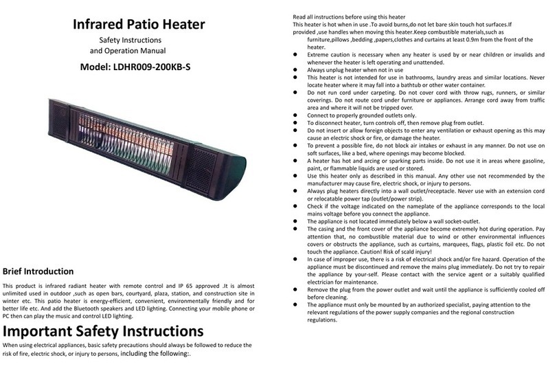 Garden Furniture Centre LDHR009-200KB-S Safety instructions and operation manual