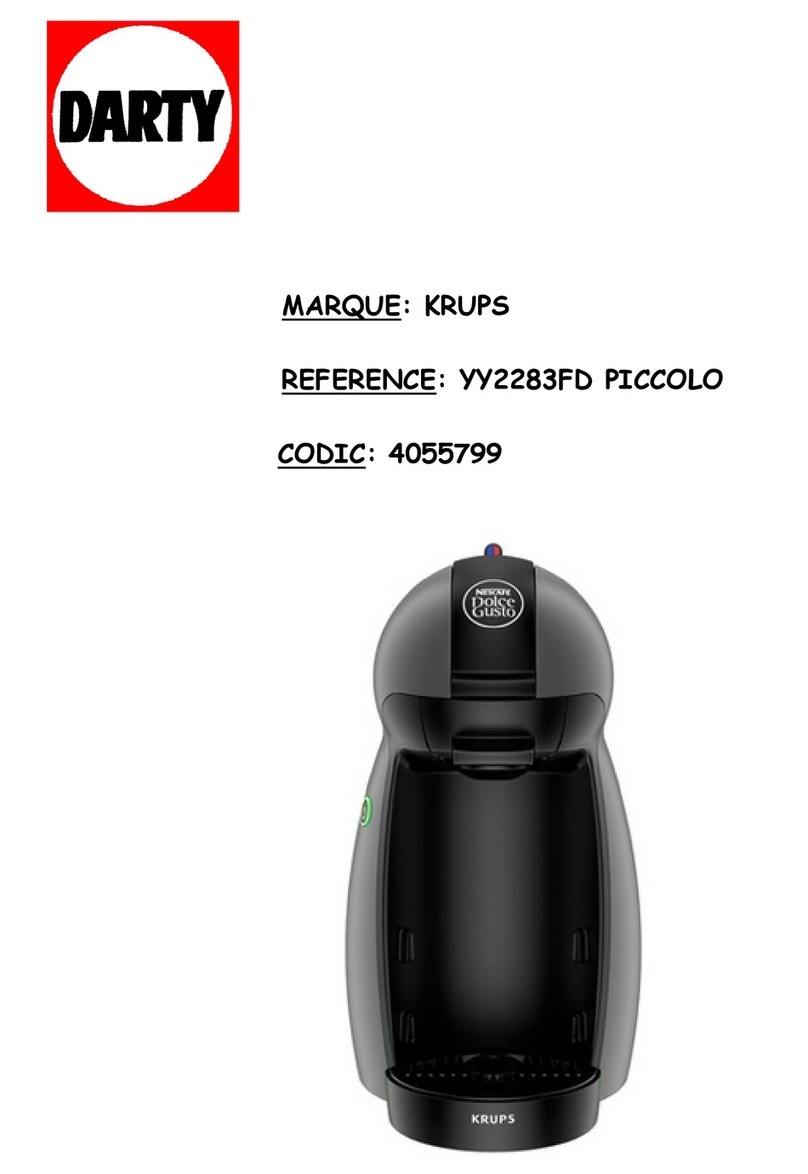 Krups NESCAFE DOLCE GUSTO Piccolo YY2283FD User manual Krups NESCAFE DOLCE GUSTO Piccolo YY2283FD User manual