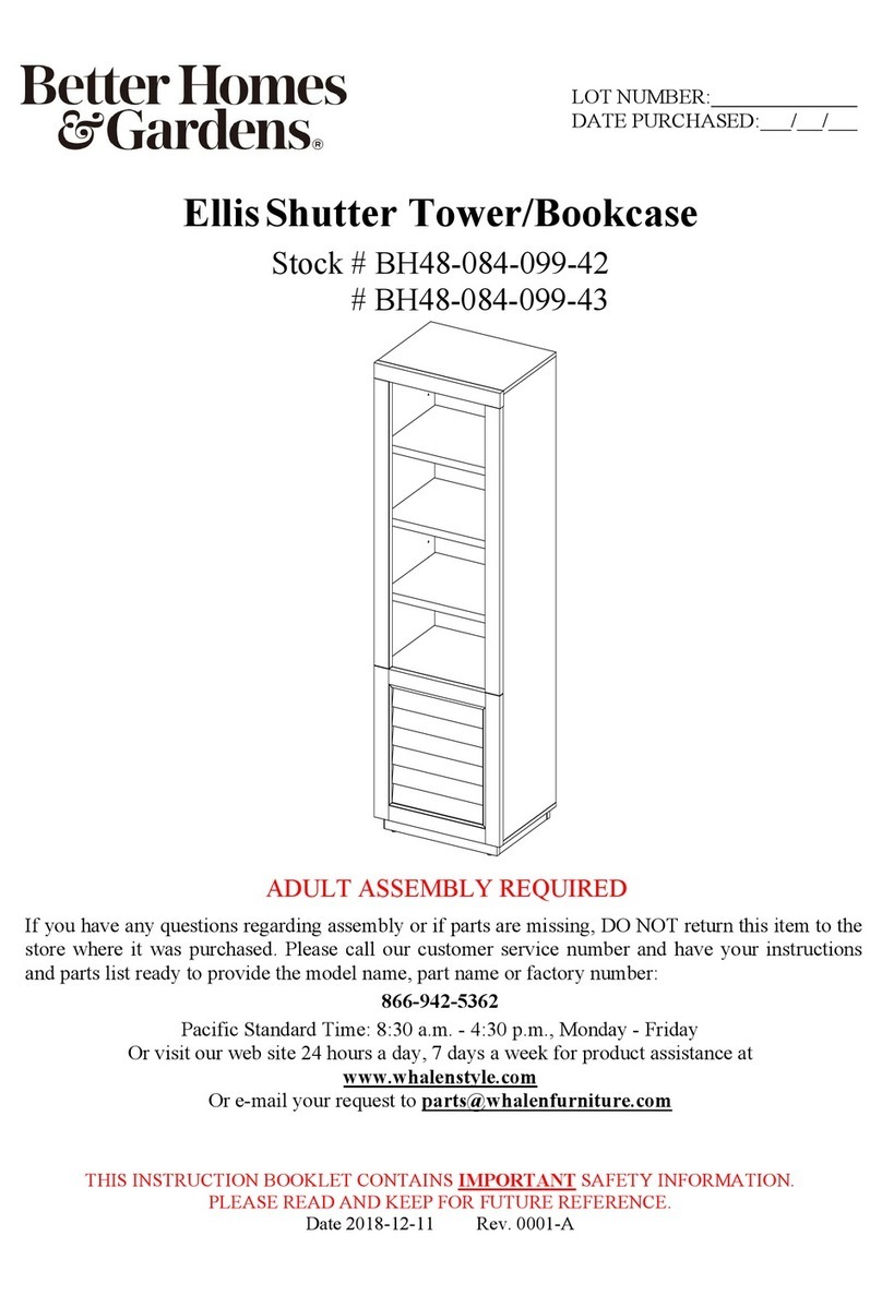 Better Homes and Gardens EllisShutter Tower/Bookcase BH48-084-099-42 Instruction booklet Better Homes and Gardens EllisShutter Tower/Bookcase BH48-084-099-42 Instruction booklet