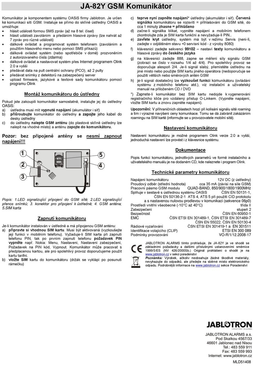jablotron JA-82Y User manual