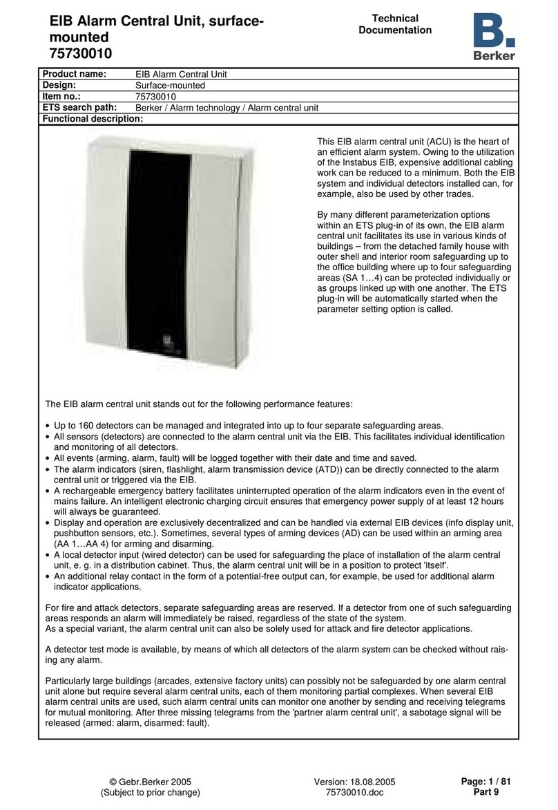 Berker EIB Alarm Central Unit Technical documentation