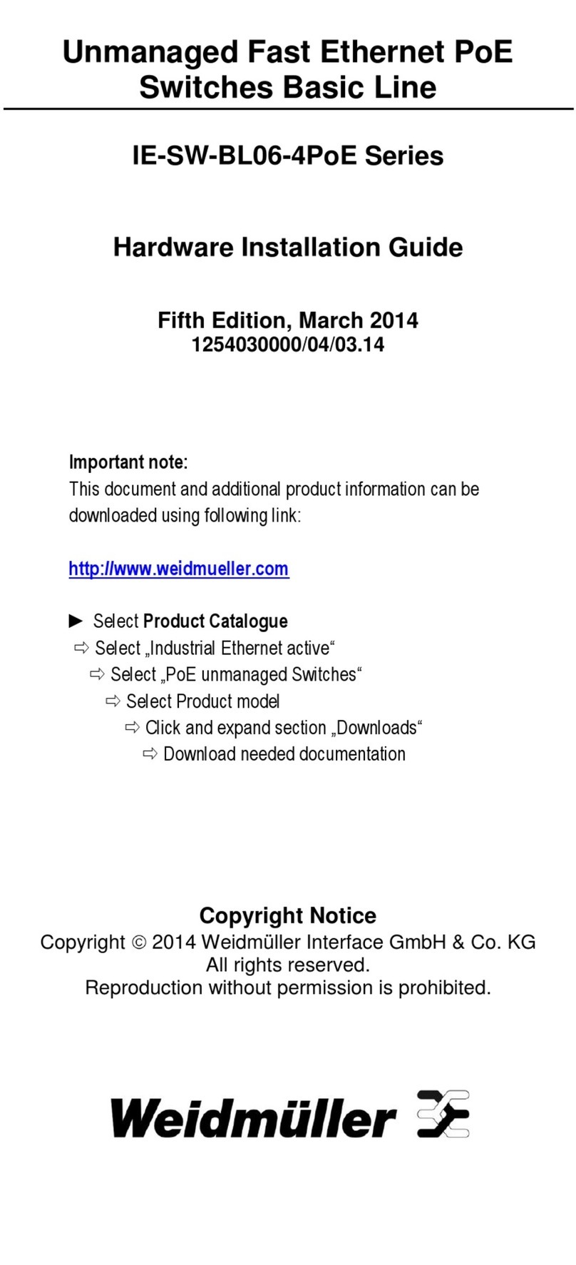 Weidmuller IE-SW-BL06-4PoE Series Manual Weidmuller IE-SW-BL06-4PoE Series Manual