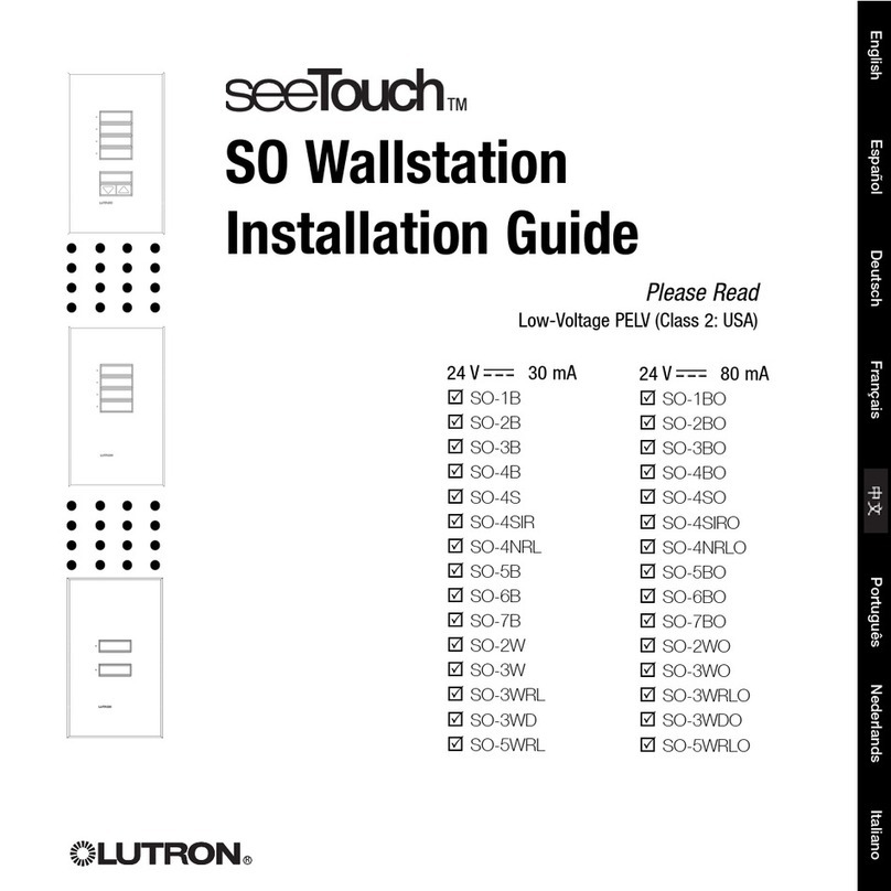 Lutron Electronics seeTouch SO Series installation guide