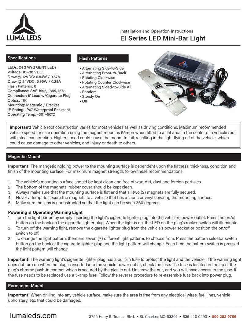 LUMA LEDS E1 Series Installation and operation instructions LUMA LEDS E1 Series Installation and operation instructions