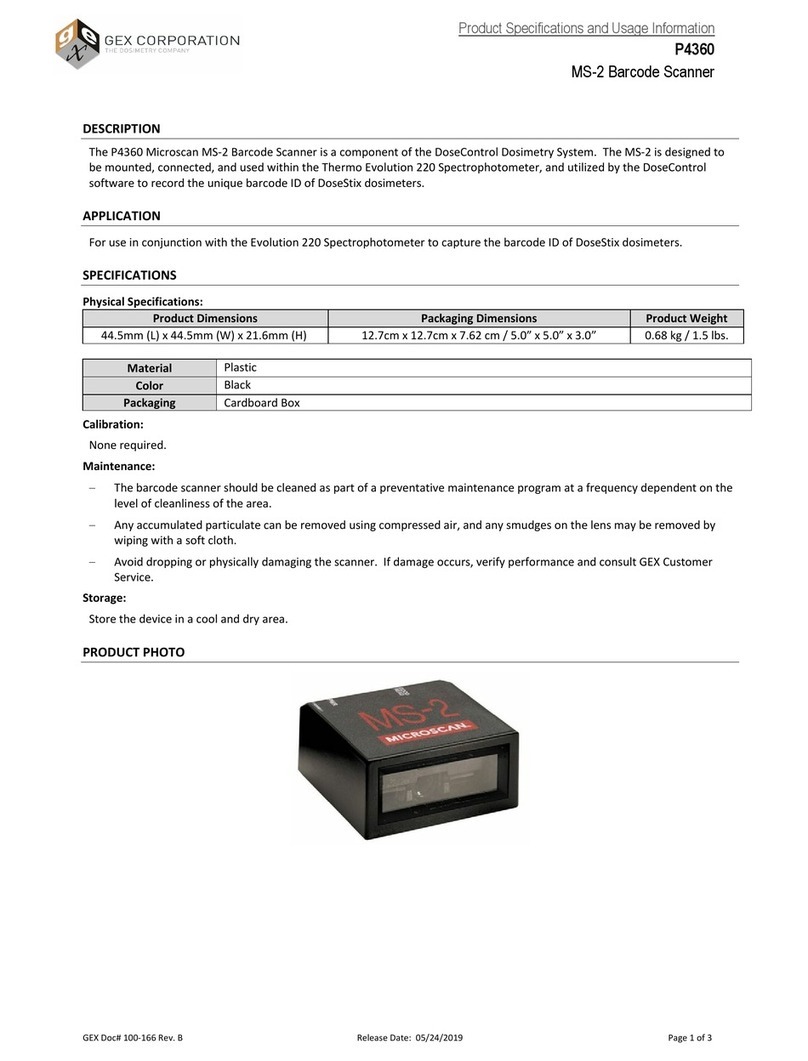 GEX Corporation P4360 Microscan MS-2 Product Specifications and Usage Information