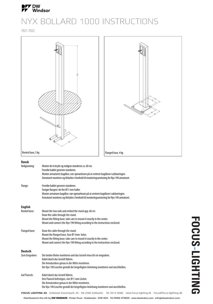 DW Windsor Focus Lighting NYX BOLLARD 1000 instructions