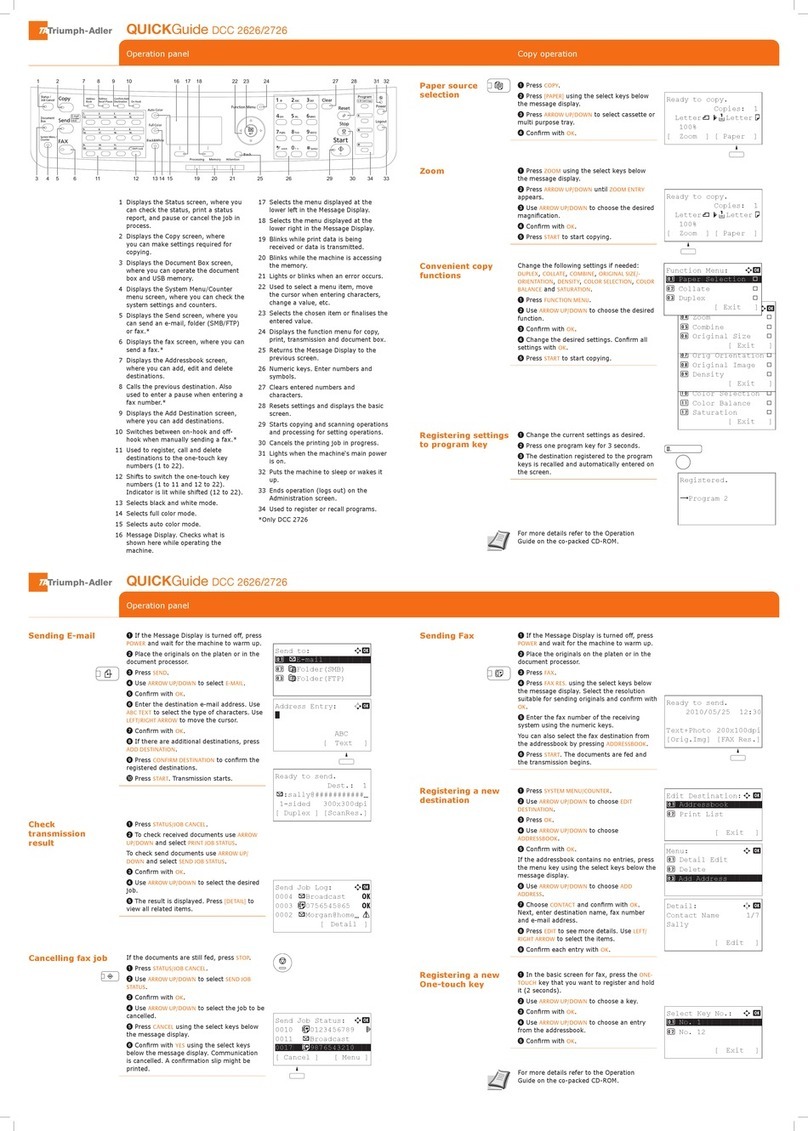 Triumph Adler DCC 2626 quick guide