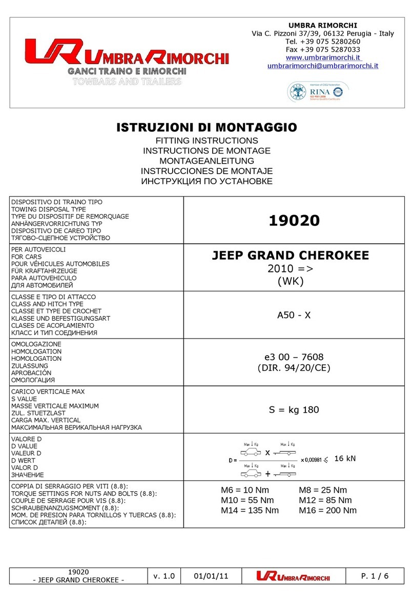 UMBRA RIMORCHI 19020 Fitting instructions UMBRA RIMORCHI 19020 Fitting instructions