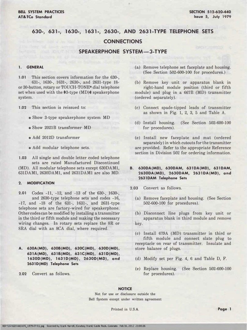 Bell System Practices 630 Series User manual