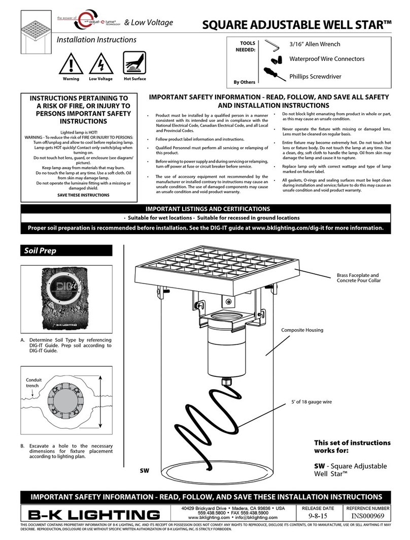B-K lighting SQUARE ADJUSTABLE WELL STAR User manual