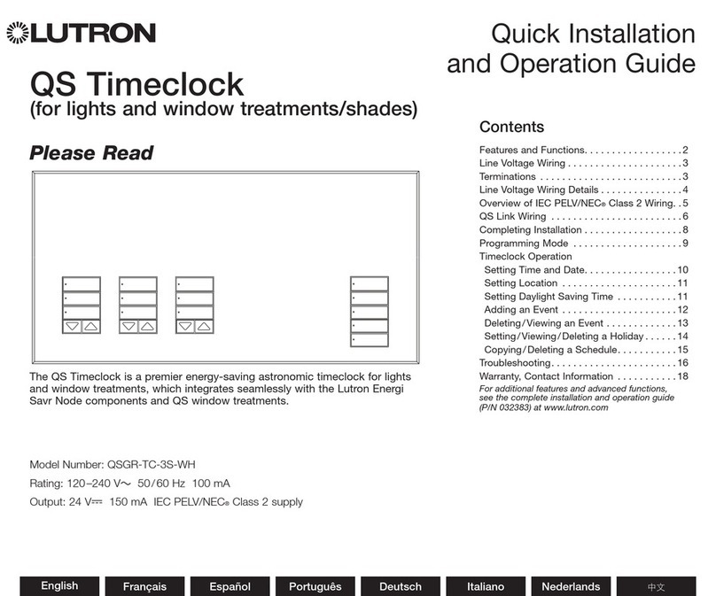 Lutron Electronics QS Timeclock Owner's manual