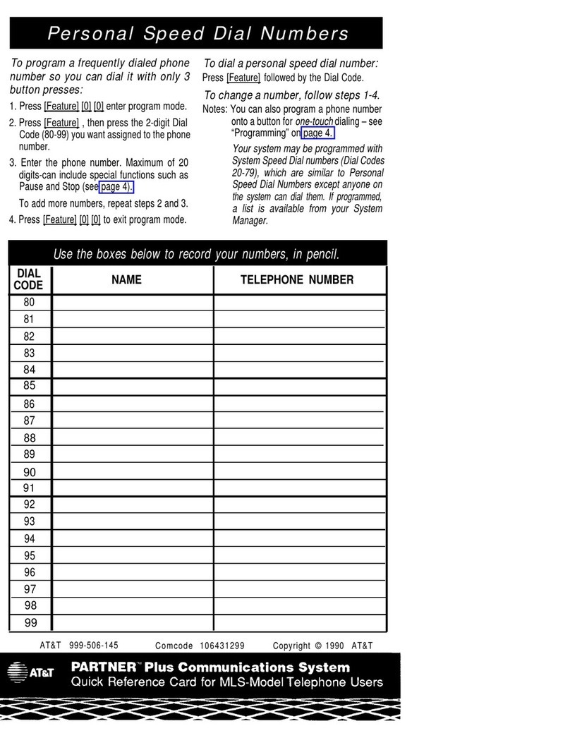 AT&T MLS-Series Quick reference card