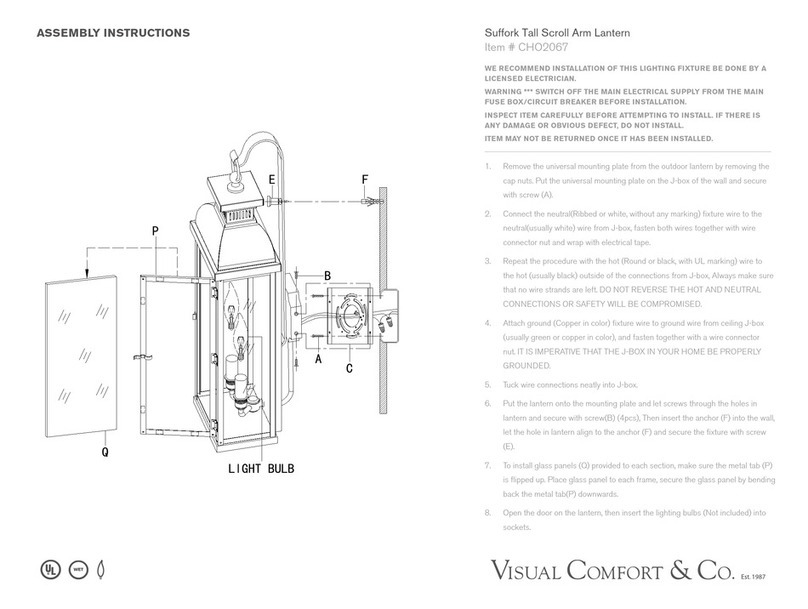 Visual Comfort & Co. Suffork Tall Scroll Arm Lantern User manual