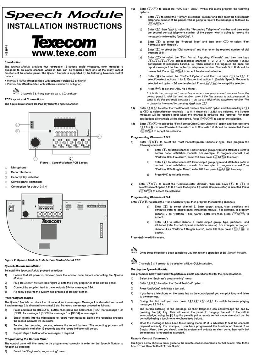 Texecom Speech Module installation instructions