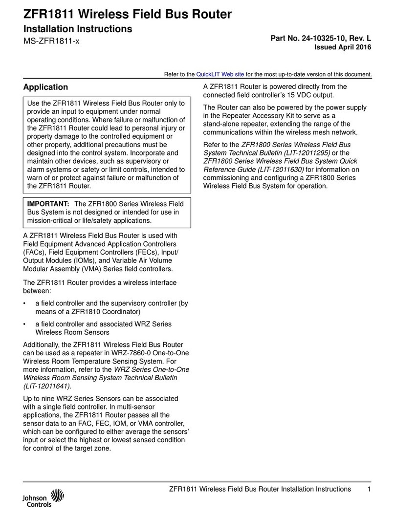 Johnson Controls ZFR1811 installation instructions
