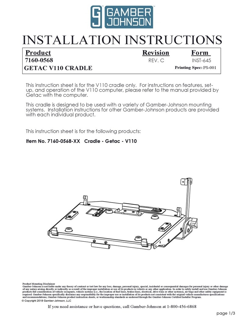 Gamber Johnson GETAC V110 CRADLE installation instructions
