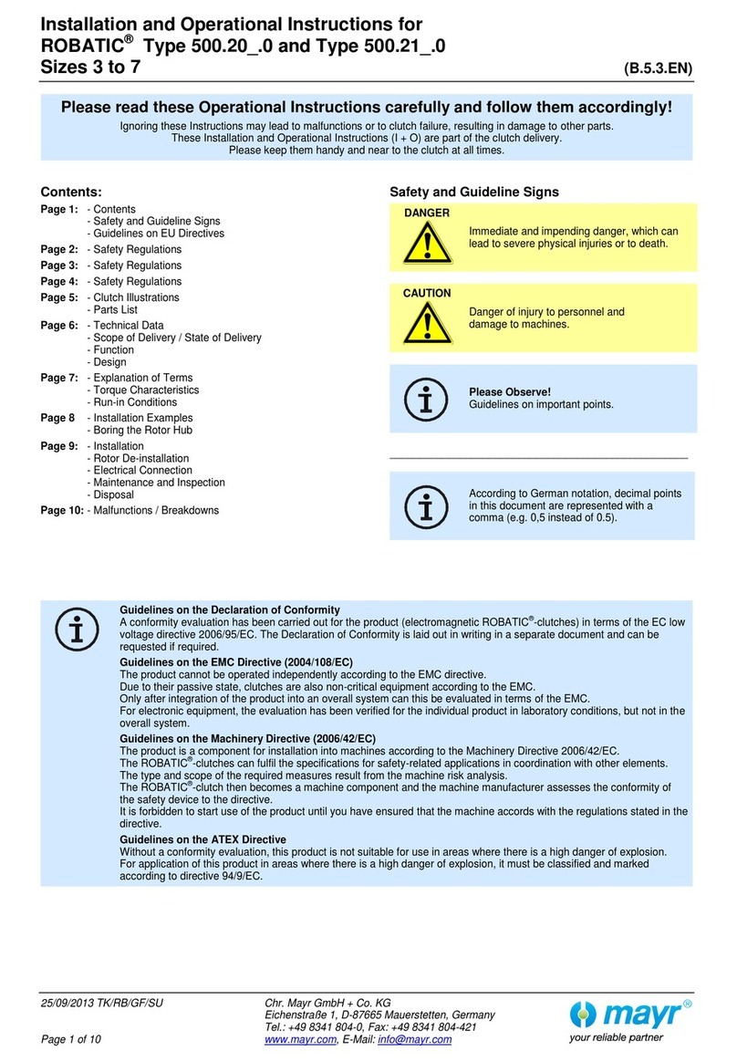 Mayr ROBATIC 500.20_.0 Series Installation and operational instructions Mayr ROBATIC 500.20_.0 Series Installation and operational instructions