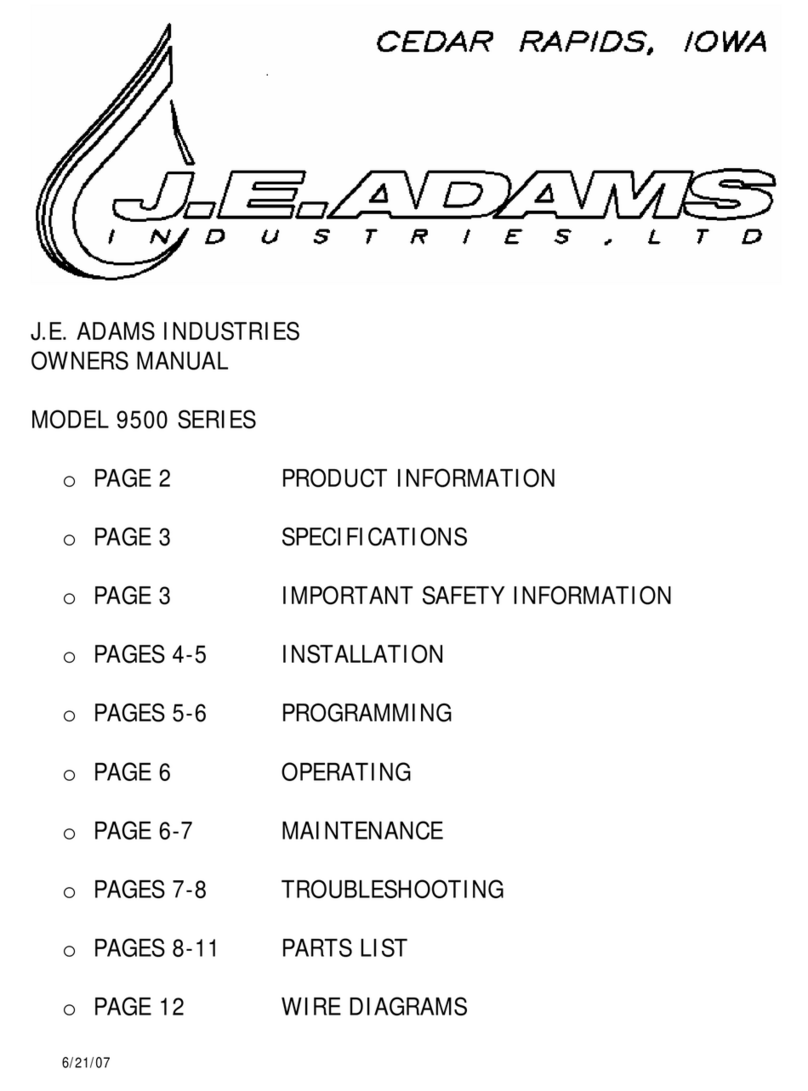 J.E. Adams 9500 Series owner's manual