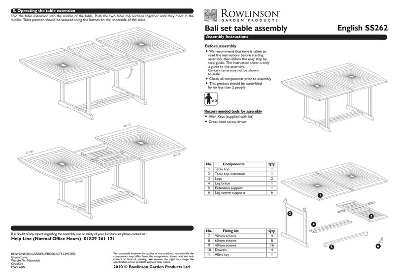 Rowlinson Garden Products Bali set Assembly instructions Rowlinson Garden Products Bali set Assembly instructions