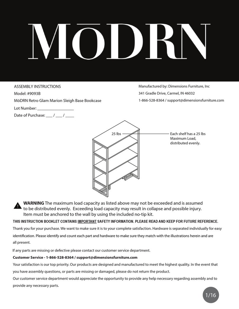 Dimensions Furniture MoDRN Retro Glam Marion Assembly instructions Dimensions Furniture MoDRN Retro Glam Marion Assembly instructions