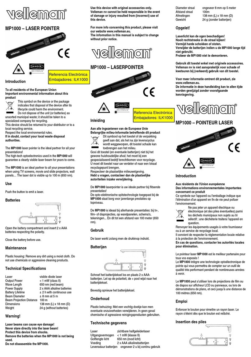 Velleman MP1000 User manual