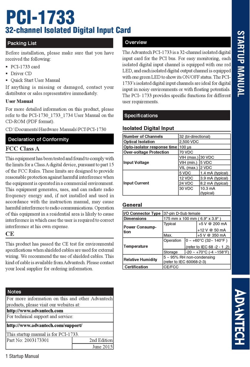 Advantech PCI-1733 Installation and operation manual