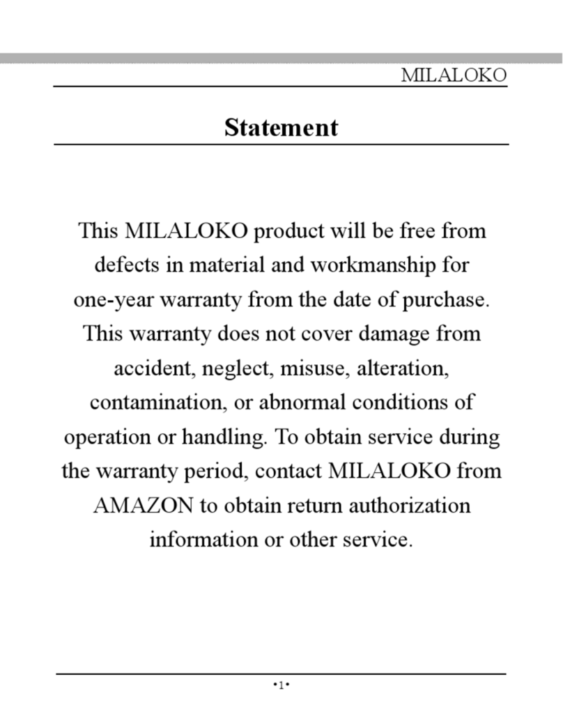 MILALOKO S1 operating instructions