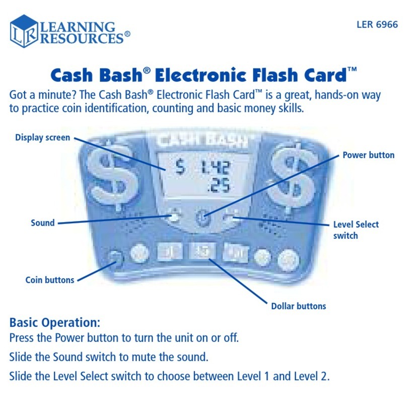 Learning Resources Cash Bash Electronic Flash Card LER 6966 User manual