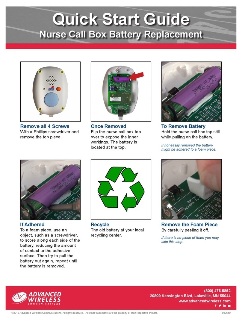 Advanced Wireless Communications Nurse Call Box quick start guide
