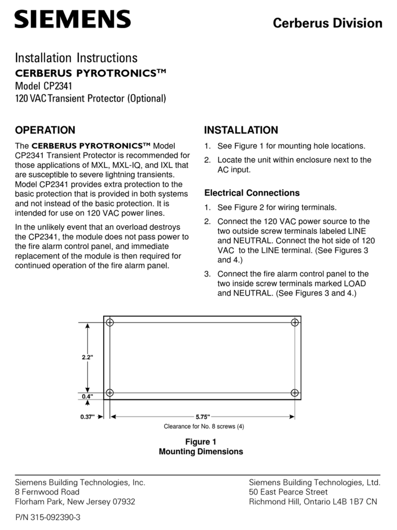 Siemens Cerberus Pyrotronics CP2341 User manual