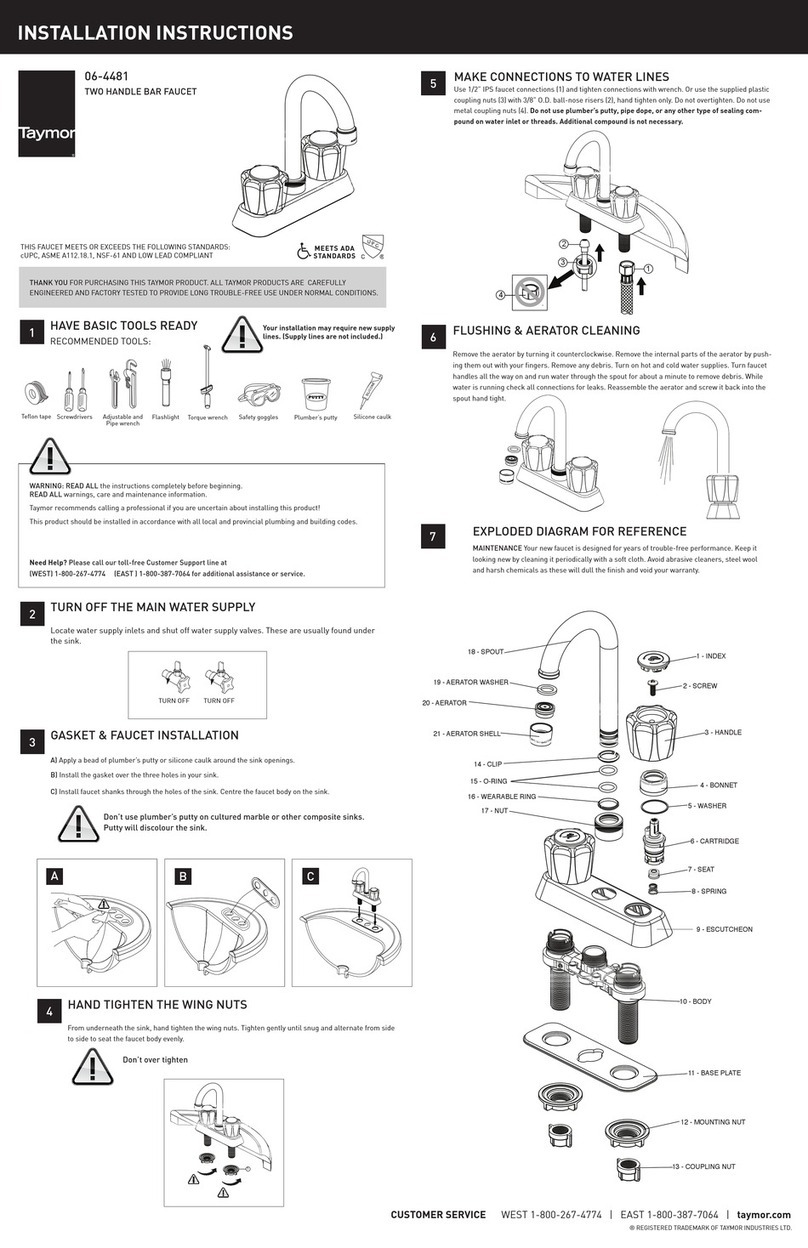 Taymor 06-4481 installation instructions Taymor 06-4481 installation instructions