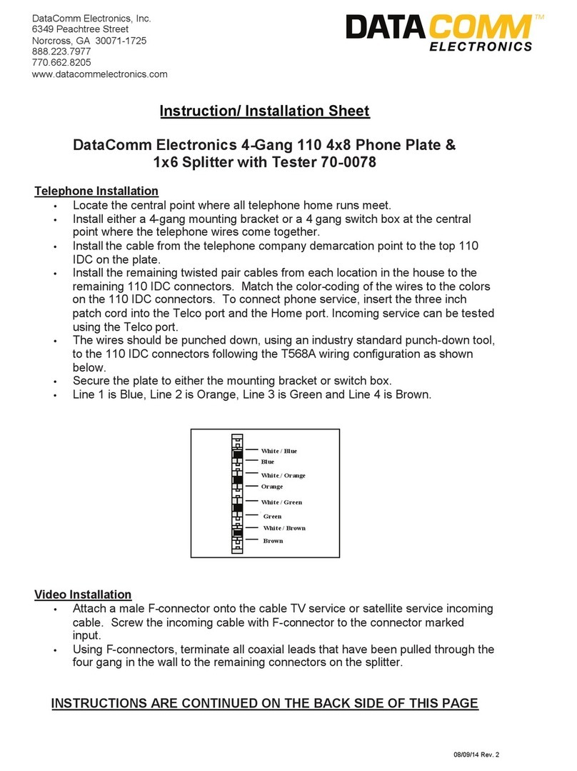 DataComm Electronics 70-0078 Instruction/installation sheet DataComm Electronics 70-0078 Instruction/installation sheet