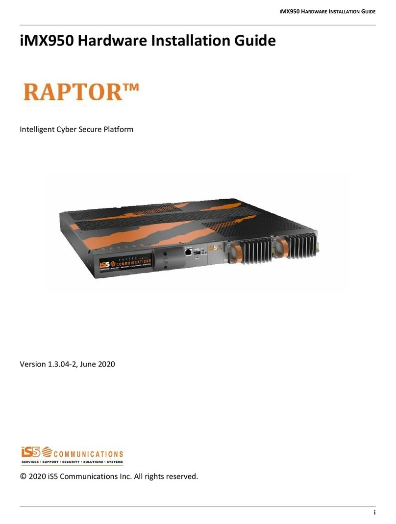 IS5 COMMUNICATIONS RAPTOR iMX950 Hardware installation guide