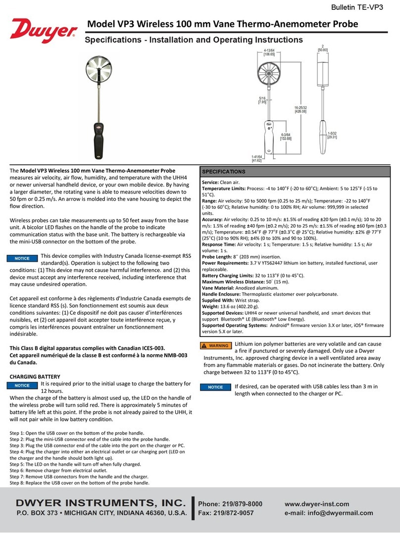 Dwyer Instruments VP3 Installation and operating intructions Dwyer Instruments VP3 Installation and operating intructions