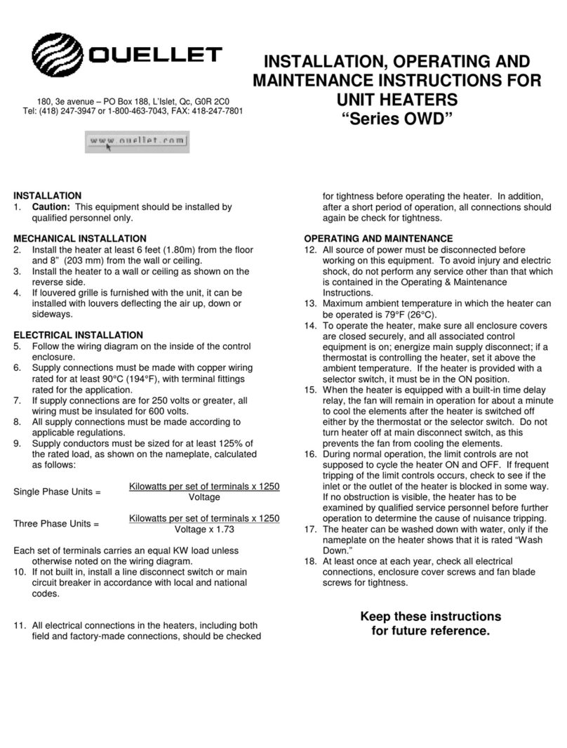 Ouellet OWD Series Installation, operating and maintenance instructions