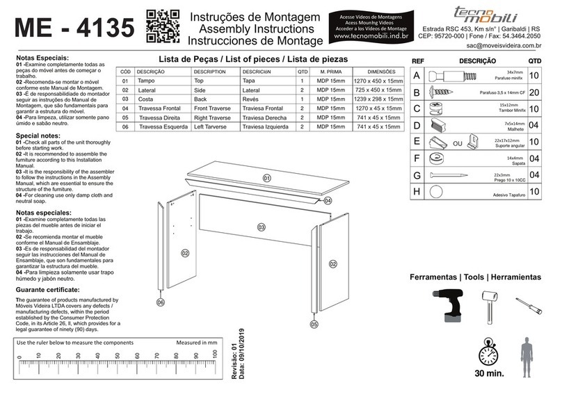 Tecno Mobili ME-4135 Assembly instructions Tecno Mobili ME-4135 Assembly instructions
